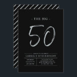 ビッグ・フィフティ |シルバー&ブラック50thバースデーパーティー 招待状<br><div class="desc">祝お誕生日パーティーの招待シンプルスタイリッシュ50日の特別な日。このデザインは、黒と銀のカラーコンボでクリーンなレイアウトを備えたブラシスクリプト「The Big 50」を備えている。私のショップBaraBomDesignでは、より多くのデザインやパーティーの供給が利用可能である。</div>