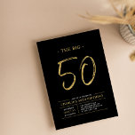ビッグ・フィフティ |金ゴールドとブラック50thバースデーパーティー 招待状<br><div class="desc">祝お誕生日パーティーの招待シンプルスタイリッシュ50日の特別な日。このデザインは、黒と金ゴールドのカラーコンボでクリーンなレイアウトを持つブラシスクリプト「The Big 50」を備えている。私のショップBaraBomDesignでは、より多くのデザインやパーティーの供給が利用可能である。</div>
