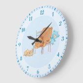 ビッグ・ブラウン・ベア、Calico、フロッピー・共有2つの椅子 ラージ壁時計 (傾斜)