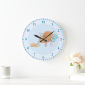 ビッグ・ブラウン・ベア、Calico、フロッピー・共有2つの椅子 ラージ壁時計 (ホーム)