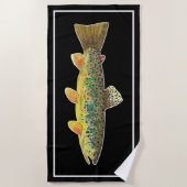 ビッグ・ブラウン・マス・フライ釣り魚類学クール ビーチタオル (正面)