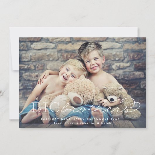 ビッグ・ブラザーズ写真妊娠のお知らせ 招待状 (正面)