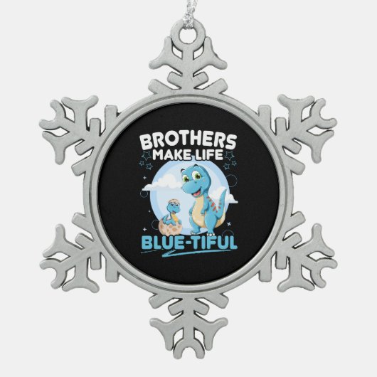 ビッグ・ブラザー恐竜の美しい生活パン スノーフレークピューターオーナメント (正面)