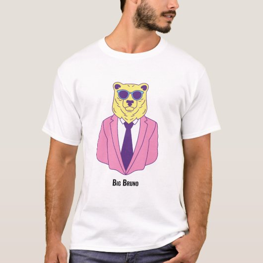 ビッグ・ブルーノ - ピンクのスイートを着たクマ Tシャツ (正面)