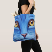 ビッグ・ブルー猫 トートバッグ (クローズアップ)