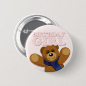 ビッグ・ベアの誕生日の女の子のバッジ 缶バッジ (正面&裏面)