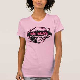 ビッグ・ベアカリフォルニアのピンクのテーマの女性スキーティー Tシャツ