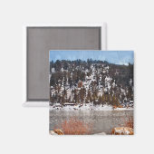 ビッグ・ベアー湖、冬の雪 マグネット (正面/裏面)