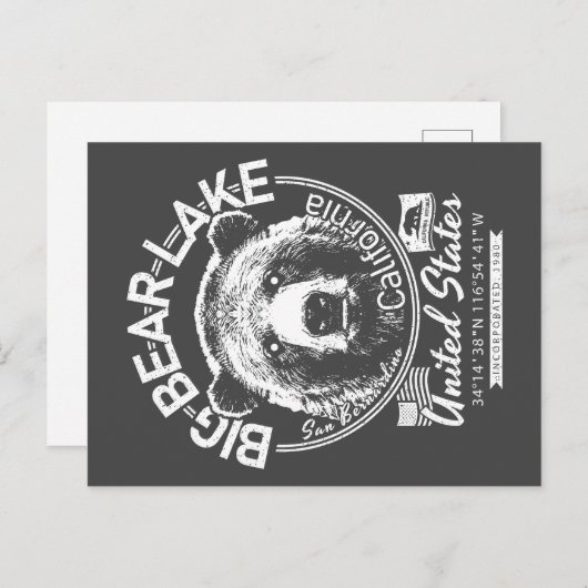 ビッグ・ベアー・レイク・カリフォルニア – ビッグ・ベアー・レイクの街 ポストカード (正面/裏面)