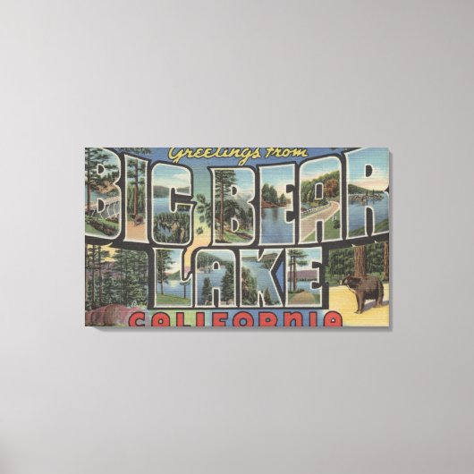 ビッグ・ベアー・レイク，カリフォルニア – ラージ・レターシーン2 キャンバスプリント (正面)