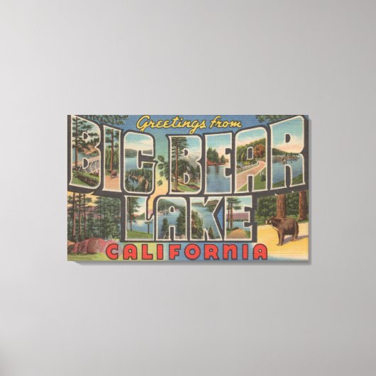 ビッグ・ベアー・レイク，カリフォルニア – ラージ・レター・シーン キャンバスプリント (正面)