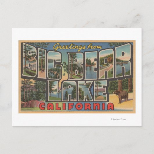 ビッグ・ベアー・レイク,カリフォルニア – ラージ・レター・シーン ポストカード (正面)