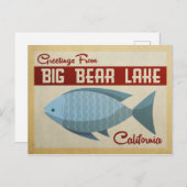 ビッグ・ベア湖はがきブルーフィッシュヴィンテージ旅行 ポストカード (正面/裏面)