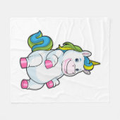 ビッグ・ベリーのユニコーン フリースブランケット (正面(横))