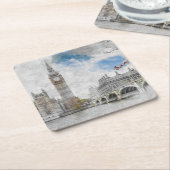 ビッグ・ベン、ロンドン、統一された王国 スクエアペーパーコースター (アングル)