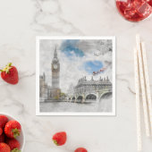 ビッグ・ベン、ロンドン、統一された王国 スタンダードカクテルナプキン (インサイチュ)