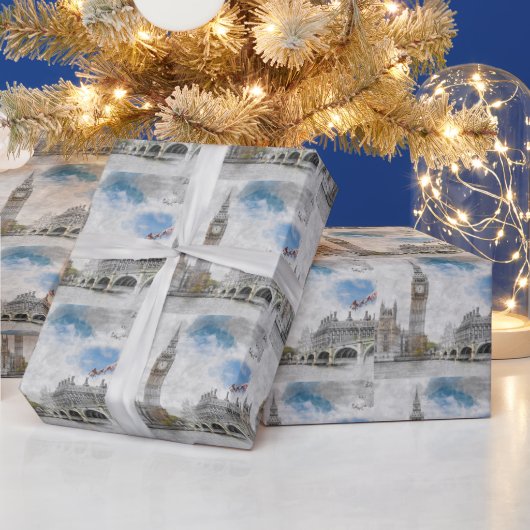ビッグ・ベン、ロンドン、統一された王国 ラッピングペーパー (クリスマス)