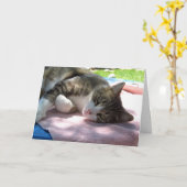 ビッグ・ボーイリラックスネコ誕生日 カード (黄色い花)