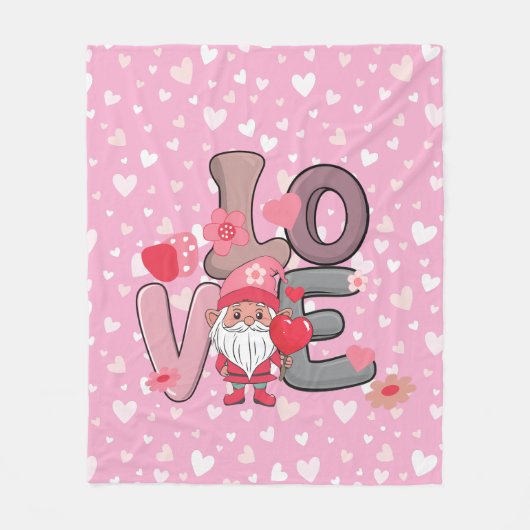 ビッグ・ラブピンクのバレンタインの贈り物 フリースブランケット (正面)