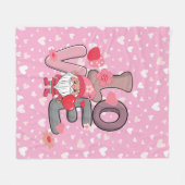 ビッグ・ラブピンクのバレンタインの贈り物 フリースブランケット (正面(横))