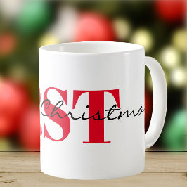 ビッグ レッド イニシャル & メリークリスマス 11oz クラシック コーヒーマグカップ