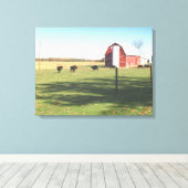 ビッグ・レッド・バーン&キャトルパスチュール キャンバスプリント (インサイチュ (ウッドフロア))