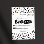 ビッグ・ワン初誕生日 招待状<br><div class="desc">Biggieを取得しているスマールのための悪名高い1つのパーティーに最適!90年代/ヒップホップラップのテーマ最初の誕生日招待。デザインはっきりしたは文字と90の正方形パターンを特徴とする。</div>