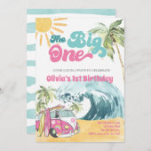 ビッグ・ワン最初の誕生日ビーチサーフィンパーティー 招待状 (正面/裏面)