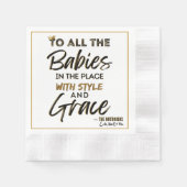 ビッグ・ワン90のヒップホップ1歳の誕生日/赤ちゃんシャワー 縁ありカクテルナプキン (正面)