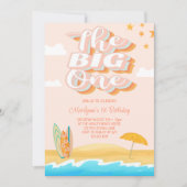 ビッグ・ワン・オーシャン・ビーチ 1歳の誕生日 招待状 (正面)