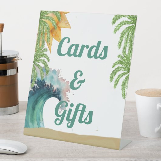 ビッグ・ワン・サーファーをテーマにした第1誕生日の好意 台座サイン (インサイチュ)