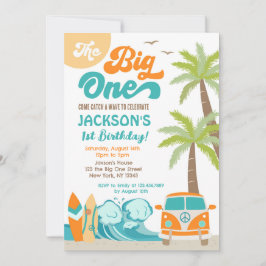 ビッグ・ワン サーフアップビーチ 1歳の誕生日パーティー招待状 招待状