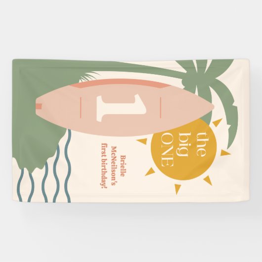 「ビッグ・ワン」サーフィンビーチ1歳の誕生日パーティー 横断幕 (横)