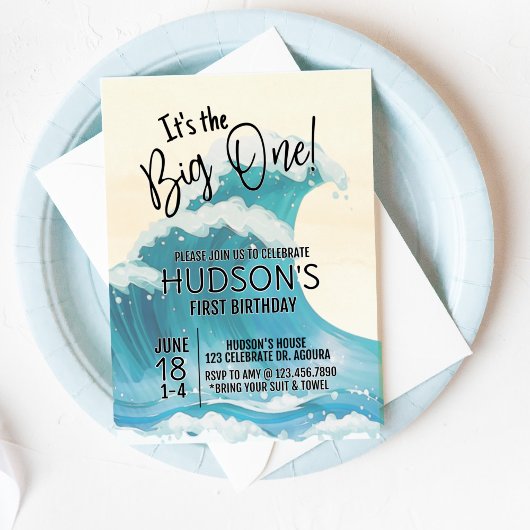 ビッグ・ワン、サーフィン誕生日、サーフ・アップ。 招待状