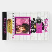 ビッグ・ワン|ピンク90のヒップホップ1回目の誕生日の写真 横断幕 (横)