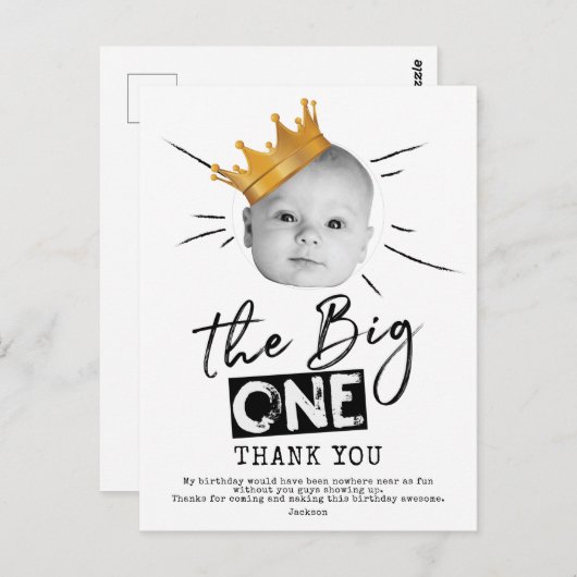 ビッグ・ワン・ファースト誕生日写真ありがとう ポストカード (正面/裏面)