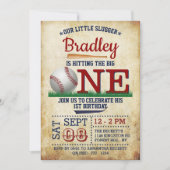 ビッグ・ワン・ヴィンテージ・ベースボールの誕生日 招待状 (正面)