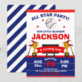 ビッグ・ワン 野球 リトル・スラッガー・ボーイ 誕生日 招待状