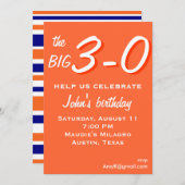 ビッグ 3-0 30歳の誕生日招待状 招待状 (正面/裏面)