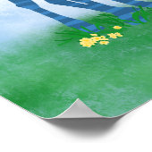 ビッグbro boy's poster cute giraffe blue green ポスター (角)