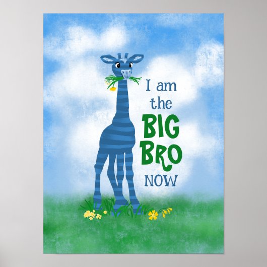 ビッグbro boy's poster cute giraffe blue green ポスター (正面)