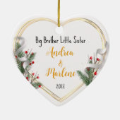 ビッグBro Little Sisフォトホリーパイン金ゴールドフレーム セラミックオーナメント (裏面)