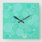 ビッグBubblegumバブルいたるところでティール(緑がかった色)ありがとう スクエア壁時計 (正面)