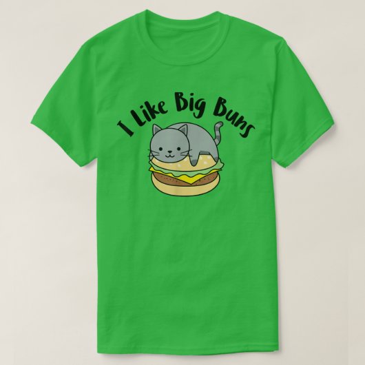 ビッグBuns Catハンバーグおもしろいデザイン好き Tシャツ (デザイン正面)