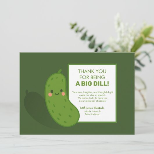 ビッグDill Green Pickle赤ちゃんシャワーありがとう 招待状 (スタンド正面)