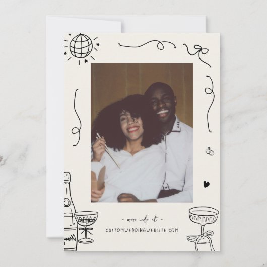 ビッグDiscoモノグラムフランスのおもしろいハンドドロー結婚ズ 招待状 (裏面)