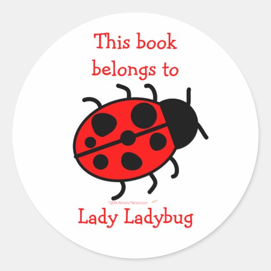ビッグLadybugかわいい蔵書票ラベルシール子供へ ラウンドシール (正面)