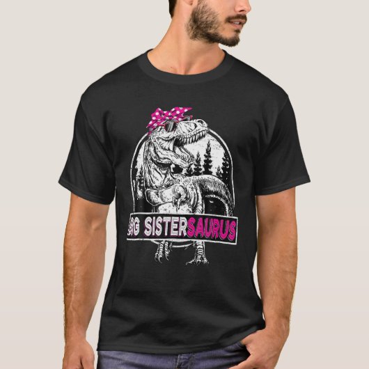 ビッグSistersaurus Tレックス恐竜シスターSaurus蛾 Tシャツ (正面)
