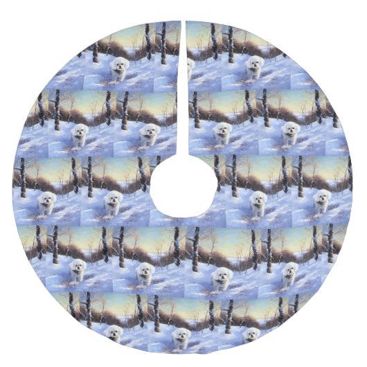 ビッコンフリーズ雪のクリスマスを許す ブラッシュドポリエステルツリースカート (正面)