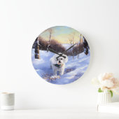 ビッコンフリーズ雪のクリスマスを許す ラージ壁時計 (ホーム)